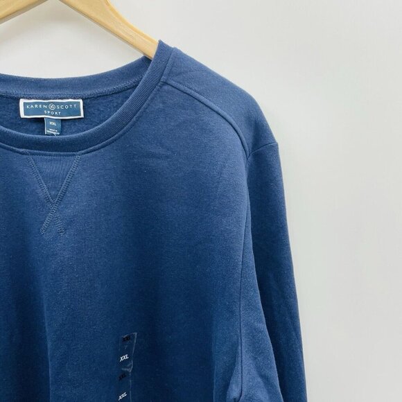 Karen Scott Womens Size XXL Long Sleeve Fleece Crewneck Sweatshirt in Blue - Picture 3 of 7